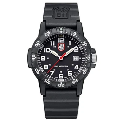 Bild av Luminox Leatherback SEA sköldpadda gigantisk mörkläggning herrklocka 44 mm dykarklocka i svart datumfunktion 100 m vattentålig, Svartvit Xs.0321.l, 44mm, armband