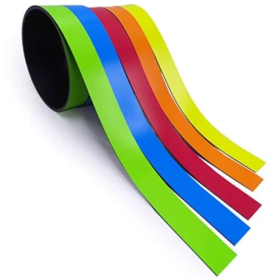 Bild av 5 x magnetremsor blandade färger I 2 cm 1 m magnetband för markering dela upp på whiteboards lagerhyllor kalender magnetetiketter mag_211