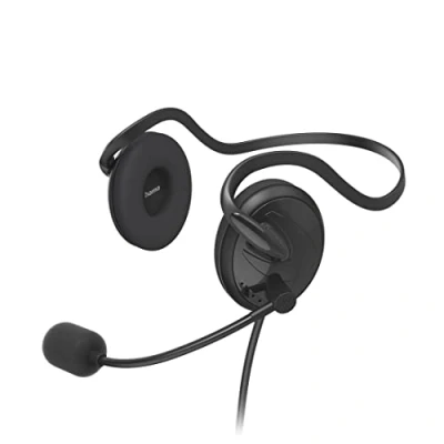 Bild av Hama headset med mikrofon (trådbundna hörlurar 3,5 mm jackkontakt, aux, stereohörlurar kabel, On Ear PC mikrofonarm och halsband, 2 m ljudkabel) svart