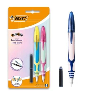 Bild av BIC EasyClic reservoarpennor i blandade färger (paket med 2), blå, grön, röd, rosa