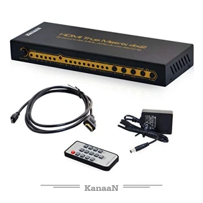 Bild av LEICKE Kanaan 4x2 UHD Matrix HDMI 1.4 4K, 2K, 1080p etc. Fjärrkontroll ARC SPDIF Dolby 5.1, hörlursutgång