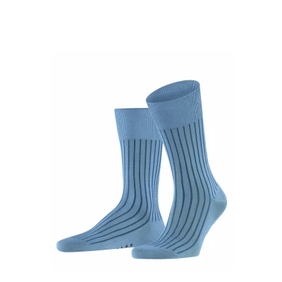 Bild av FALKE herr Shadow strumpor ventilerande bomull förstärkta herrstrumpor fin platt söm för tryckfri fotspets ribbade affärsliv vardag 1 par, Blå (cornflower Blue 6554), 39 40 EU