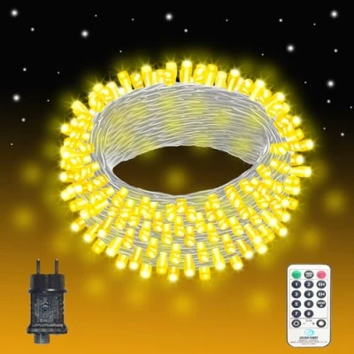 Bild av EASTERNSTAR Ljuskedja med Fjärrkontroll, 55M 500 LED EU Uttag, 8 Lägen Vattentät Dekoration Inomhus Utomhus Trädgård Bröllop Fest Jul Belysning Varm Vit