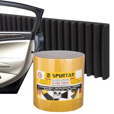 Bild av 200 x 20 2 cm garage väggskydd självhäftande bildörrskyddsremsor ultratjocka parkeringsgarage väggstötfångare skyddspaneler för bildörr kantskydd, svart