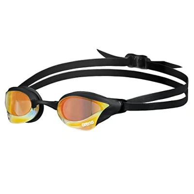 Bild av Arena Cobra Core Swim Goggles for Men and Women, Yellow Copper Black, Swipe Anit Fog Mirror Lens (New)