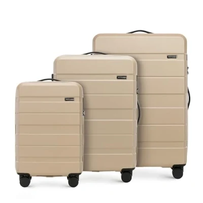 Bild av WITTCHEN COMODO Line hård väska set 3 delar bagagevagn resväska lättvikts transportväska med 4 hjul kombinationslås Beige