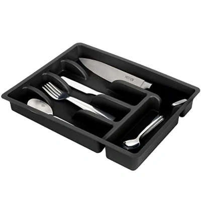 Bild av Vilde Lådinsats besticklåda bestickinsats bestick arrangör köksförvaring med 5 fack svart 36 x 25,5 6 cm.