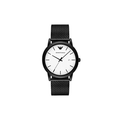 Bild av Emporio Armani herrklocka 3 visare verk datum rostfritt stål roséguld AR11135, 2 t vit/svart, Armband