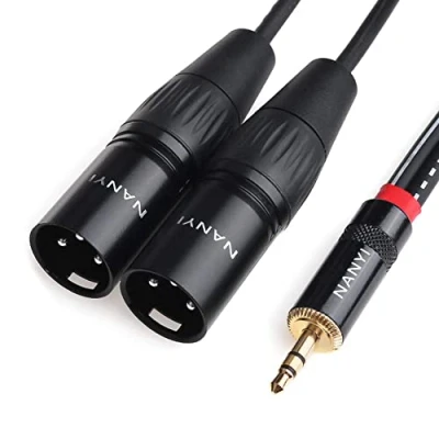 Bild av NANYI XLR till 3,5 mm splitterkablar, TRS stereohane två hane, sammankoppling ljudmikrofonkabel, Y splitter adapterkabel (0,5 meter/1,6 fot)