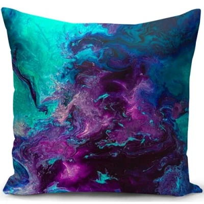 Bild av KUNQIAN Kuddfodral lila turkos prydnadskudde fodral galaxdekorationer presentdekor hem vardagsrum soffa 45 x cm (18 18 tum)