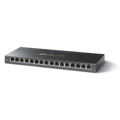 Bild av TP Link TL SG116P 16 port Gigabit PoE switch (120 watt, IEEE 802.3af/at PoE, fläktlös, plug and play, robust metallfodral) svart