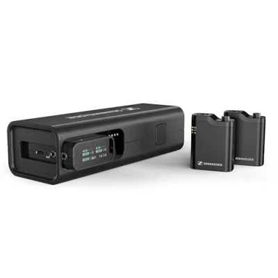 Bild av Sennheiser Profile Wireless 2,4 GHz tvåkanals trådlöst system med plug mikrofoner och handmikrofon, mottagare, två mikrofoner, multifunktionellt laddningsfodral transportväska