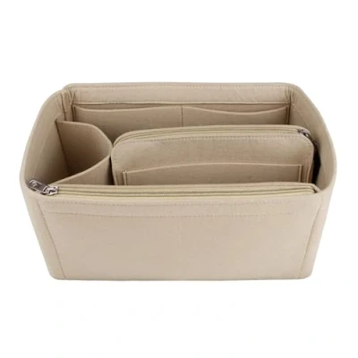 Bild av NOTAG Organiserare i filt för väskor, insats, handväska, flera fickor, tygväska, organiseringsväska (beige, L)