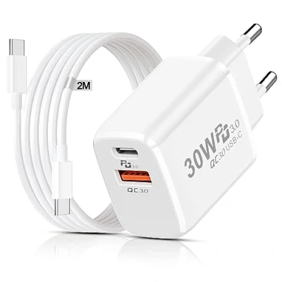 Bild av 30W USB C laddare för Google Pixel 8 Pro/8A/Pixel 7 Pro/6 Pro/6A, PD3.0 snabbladdare strömförsörjning laddningsplugg mobiltelefonladdare