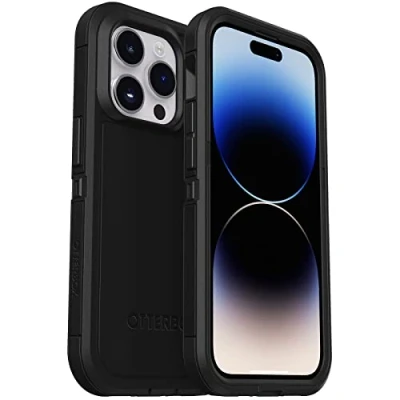 Bild av OtterBox iPhone 14 Pro Max (endast) Defender Series XT fodral svart, skärmlös, robust, knäpps till MagSafe, snodd