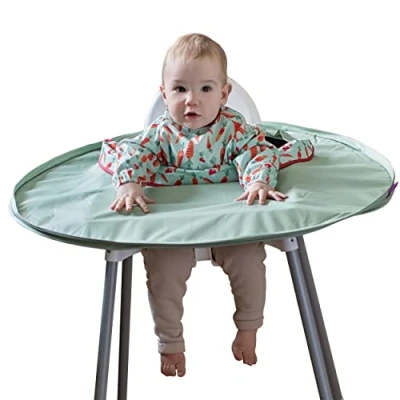 Bild av Tidy Tot Allt i ett haklapp och bricka. Unisex. En storlek från 6 månader till 2 år. Essential för avvänjning., salviagrön, Taglia unica