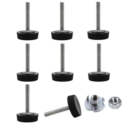 Bild av SKIR&#039;CO 8 st, möbelutjämning fötter M5 x 30 mm, justerbara runda ben 25 mm diameter, gängutjämningsfot (muttrar ingår)