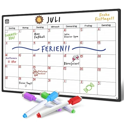Bild av SmartPanda Magnetisk whiteboard och kylskåpskalender perfekt för organisering månadsplanering, evenemangsposter semesterplaner skrivplatta månadsvis på tyska