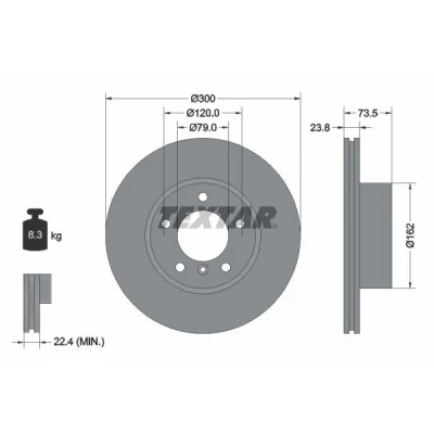 Bild av TEXTAR 92137700 Disque de frein 300 23,8 05/06 120 ventilé l&#039;intérieur sans boulon fix roue, moyeu roue BMW: 3 Berline, Coupe