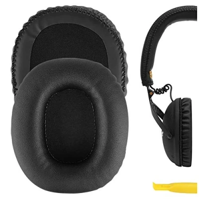 Bild av GEEKRIA QuickFit Protein läder ersättningsöronkuddar för Marshall monitor hörlurar öronkuddar, headset öronkåpor, reparationsdelar (svart)