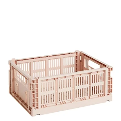 Bild av Hay Colour Crate Transportlåda M tillverkad av återvunnen polypropen i färgen pulver, mått: 34,5 cm x 26,5 14 cm, 541461