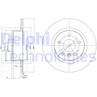 Bild av DELPHI BG3227C Disque de frein 304 13 5 plein revêtu non traité sans roulement roue, bague ABS LAND ROVER: Discovery 2, Range Rover 2