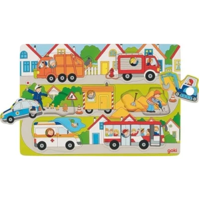 Bild av Goki Wooden Background Shape Puzzle in the Streets 7 pcs. Trä