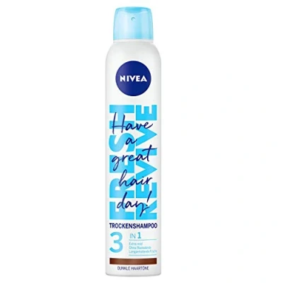 Bild av NIVEA Fresh Revive torrschampo för mörka hårtoner i 1 pack (1 x 200 ml), spray med omedelbar effekt och 3 faldig effekt: Extra mild, utan rester, långvarig friskhet
