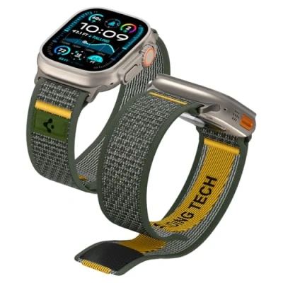 Bild av Spigen Athlex Air armband designat för Apple Watch Ultra 2/1 49 mm, serie 10 46 9/8/7 45 SE2/SE/6/5/4 44 3/2/1 42 Nylon, rostfritt stål, polyester