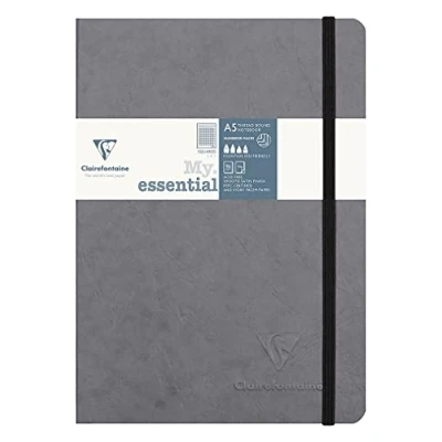 Bild av Clairefontaine 793425C Anteckningsbok AgeBag My Essentials, DIN A5, 14,8 x 21 cm, 96 ark rutat, numrerat, 90 g, 1 styck, grå