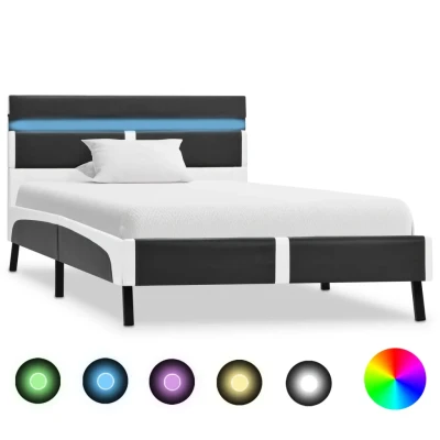 Bild av VidaXl Sängram Med Led Grå Konstläder 200X90 Cm