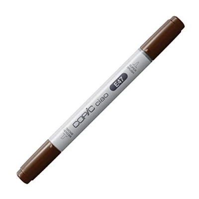 Bild av COPIC Ciao märkpenna typ E 47, mörkbrun, mångsidig layoutmärkpenna med en medelbred och penselspets