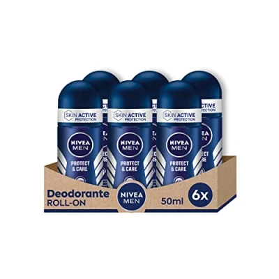 Bild av NIVEA MEN Protect &amp; Care Roll On Antiperspirant deodorant 6 x 50 ml, för män med 0% alkohol, rulle Complex, reglerar andningsförmågan i 48 timmar