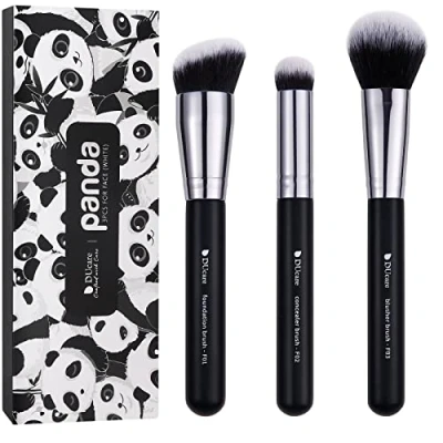 Bild av DUcare 3 delad sminkborste Travel Set Foundation Brush Concealer Blusher Mjukt tätt syntetiskt hår för Bronzer Blending Contour Liquid Cream Buffing