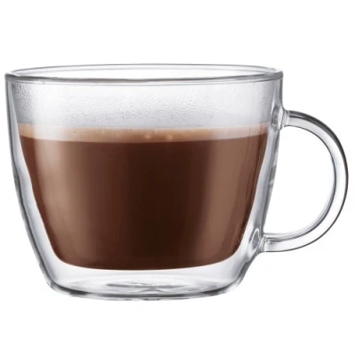Bild av Bodum Bistro dubbel vägg café lattemugg borosilikatglas 0,45 l/14 oz, transparent, 2 pack