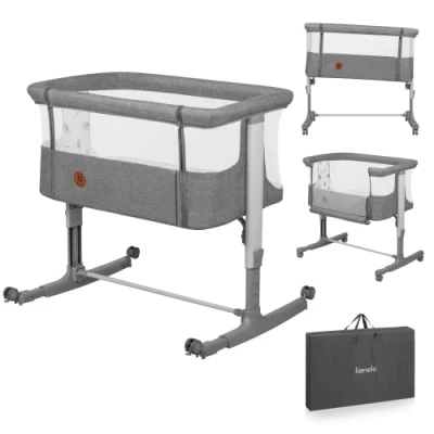 Bild av Lionelo Aurora 3 i 1 babysäng upp till 9 kg, sidosäng, vagga, höjdjustering och justering av madrasslutning, 4 hjul med broms, ergonomisk madrassväska