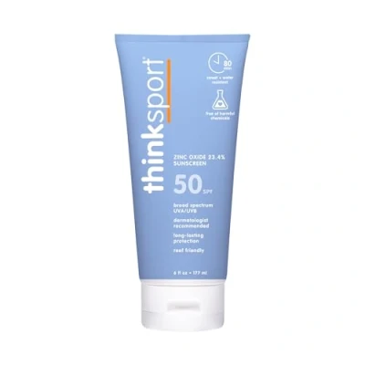 Bild av SPF 50 ThinkSport solskyddsmedel 177 ml (6 oz) Säkrare mineralzinkoxidformel perfekt för alla sporter och utomhusaktiviteter Giftfria ingredienser