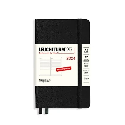 Bild av LEUCHTTURM1917 367592 dagkalender ficka (A6) 2024, svart, tyska, 12 månader