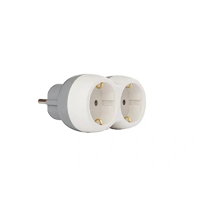 Bild av Zenitech adapter, 2 uttag (uttag) med jord, 16 A, vit