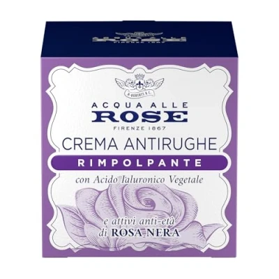 Bild av Acqua alle Rose, Uppfriskande anti rynk ansiktskräm med aktiv åldrande svart ros och vegetabilisk hyaluronsyra, rynk, fyllande stensiv verkan, 50 ml