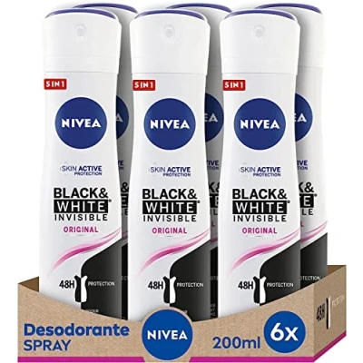 Bild av Nivea Spray svart &amp; vit osynlig original 1200 ml