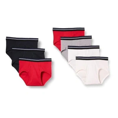 Bild av Amazon Essentials Men&#039;s Märkesfria bomullsbyxor, Pack of 7, Grå/Röd/Vit, S