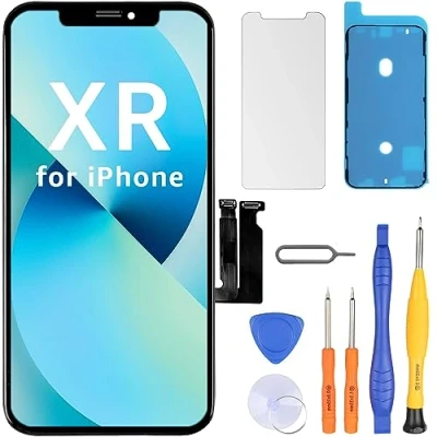Bild av LL TRADER Skärm för iPhone XR LCD 6,1 tum skärmbyte pekskärm digitizer ram montering reparationsverktyg med modell A1984 A2105 A2106 A2107 A2108