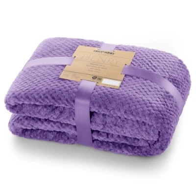 Bild av DecoKing gosig filt 220 x 240 cm violett mikrofiber levande överkast fleece mjuk skandinavisk stil lila Henry