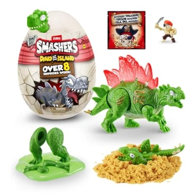 Bild av ZURU Smashers 7486D Dino Island Surprise Mini Egg, Stegosaurus, Samlarobjekt leksak, Explorer&#039;s Kit, Dinosaurie Slime