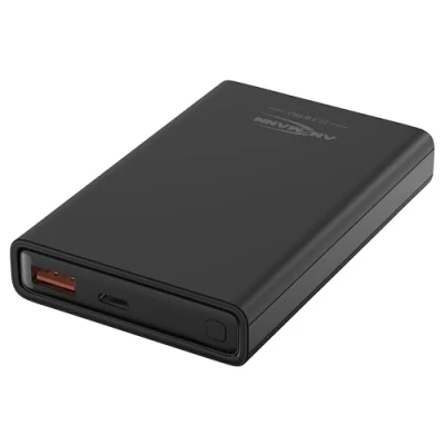 Bild av ANSMANN Mini Powerbank 22,5 W PB222PD externt batteri med en kapacitet på 10 000 mAh nödströmsbatteri USB A och C kontakter, perfekt för smartphones, surfplattor, bärbara datorer svart