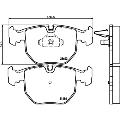 Bild av HELLA 8DB 355 008 281 Jeu de plaquettes frein préparé pour indicateur d&#039;usure BMW: X5, 5 Berline, X3