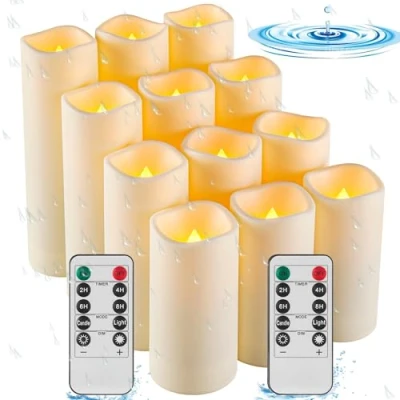 Bild av Vattentätt utomhusljus, flamfritt LED batteriljus, 12PCS högtemperaturbeständigt analogt ljus.