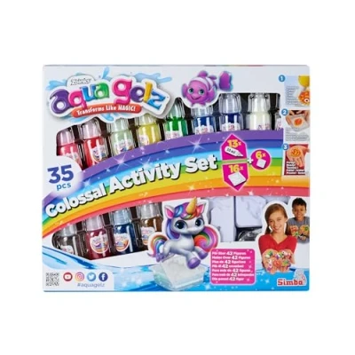 Bild av Simba 106322566 Aqua Gel Colossal Set, pysselset, kreativ, 13 flaskor färggel, 30 ml, 16 former, 6 x vattentillsats, från 8 år