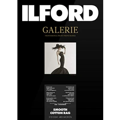 Bild av ILFORD GALERIE Smooth Cotton Rag, 310GSM, GPSC, 5 x 7 tum 127 178 mm, 50 ark, bläckstråleskrivarpapper, fotopapper